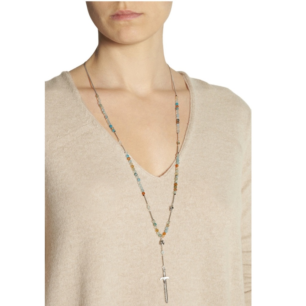 Chan Luu Silver Plated Aqua & Fire Agate Necklace